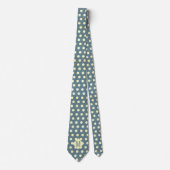 Chiffon & Slate Gray Polka Dots Monogram Necktie Stropdas (Voorkant)