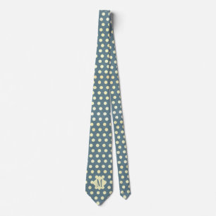 Chiffon & Slate Gray Polka Dots Monogram Necktie Stropdas