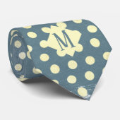 Chiffon & Slate Gray Polka Dots Monogram Necktie Stropdas (Opgerold)