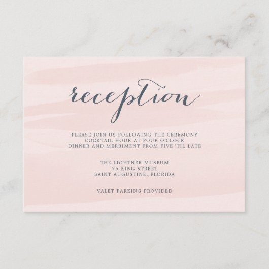 Chiffon Waterverf Receptie Kaart | Blozen (Voorkant)