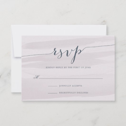 Chiffon Waterverf RSVP-kaart | Lila grijs RSVP Kaartje (Voorkant)
