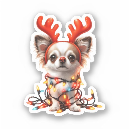 Chihuaha rendier Sticker (Voorkant)