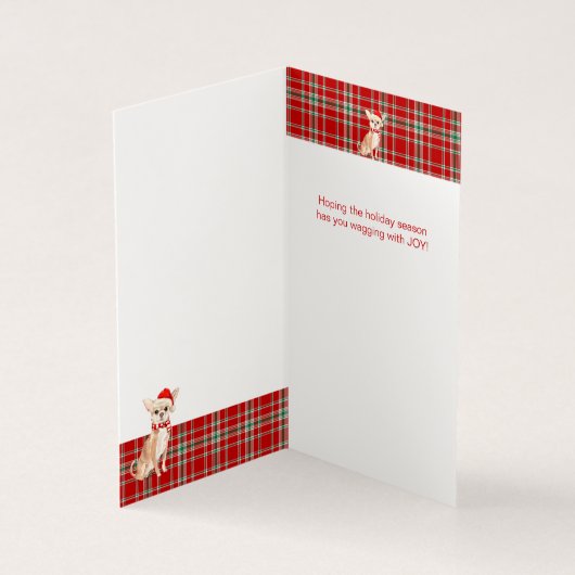 Chihuahu Kersthond Red en Green Pset Holiday Kaart (Binnen)