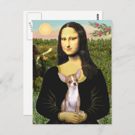 Chihuahua 1b - Mona Lisa Briefkaart (Voorkant / Achterkant)