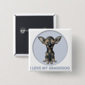 Chihuahua 2 Granddog Vierkante Button 5,1 Cm (Voorkant /achterkant)