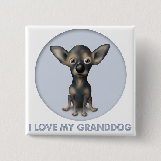 Chihuahua 2 Granddog Vierkante Button 5,1 Cm (Voorkant)