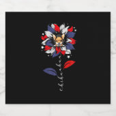 Chihuahua 4e juli zonnebloempitriottisch sparkling wijnetiket (Enkel label)