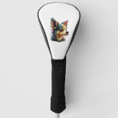 Chihuahua Abstract schilderij Kleur Leuke Hond Golfheadcover (Voorkant)