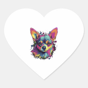 Chihuahua Abstract schilderij Kleur Leuke Hond Hart Sticker