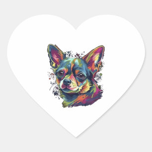 Chihuahua Abstract schilderij Kleur Leuke Hond Hart Sticker