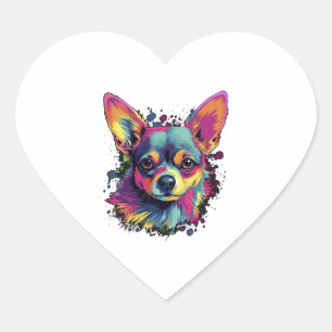 Chihuahua Abstract schilderij Kleur Leuke Hond Hart Sticker