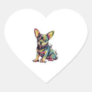 Chihuahua Abstract schilderij Kleur Leuke Hond Hart Sticker