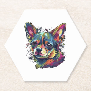 Chihuahua Abstract schilderij Kleur Leuke Hond Kartonnen Onderzetters