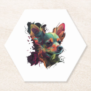 Chihuahua Abstract schilderij Kleur Leuke Hond Kartonnen Onderzetters