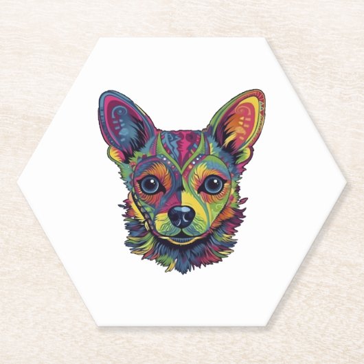 Chihuahua Abstract schilderij Kleur Leuke Hond Kartonnen Onderzetters (Voorkant)