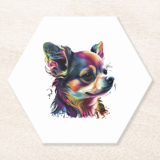 Chihuahua Abstract schilderij Kleur Leuke Hond Kartonnen Onderzetters (Voorkant)