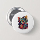 Chihuahua Abstract schilderij Kleur Leuke Hond Ronde Button 5,7 Cm (Voorkant /achterkant)