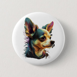 Chihuahua Abstract schilderij Kleur Leuke Hond Ronde Button 5,7 Cm