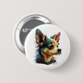 Chihuahua Abstract schilderij Kleur Leuke Hond Ronde Button 5,7 Cm (Voorkant /achterkant)