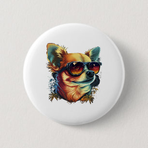 Chihuahua Abstract schilderij Kleur Leuke Hond Ronde Button 5,7 Cm