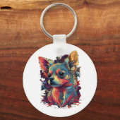Chihuahua Abstract schilderij Kleur Leuke Hond Sleutelhanger (Voorkant)