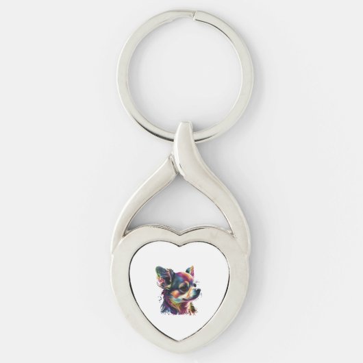 Chihuahua Abstract schilderij Kleur Leuke Hond Sleutelhanger (Voorkant)