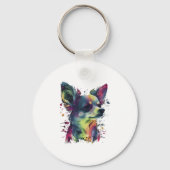 Chihuahua Abstract schilderij Kleur Leuke Hond Sleutelhanger (Voorkant)