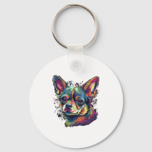 Chihuahua Abstract schilderij Kleur Leuke Hond Sleutelhanger