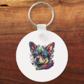 Chihuahua Abstract schilderij Kleur Leuke Hond Sleutelhanger (Voorkant)
