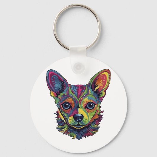 Chihuahua Abstract schilderij Kleur Leuke Hond Sleutelhanger (Voorkant)