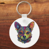 Chihuahua Abstract schilderij Kleur Leuke Hond Sleutelhanger (Voorkant)