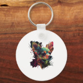 Chihuahua Abstract schilderij Kleur Leuke Hond Sleutelhanger (Voorkant)
