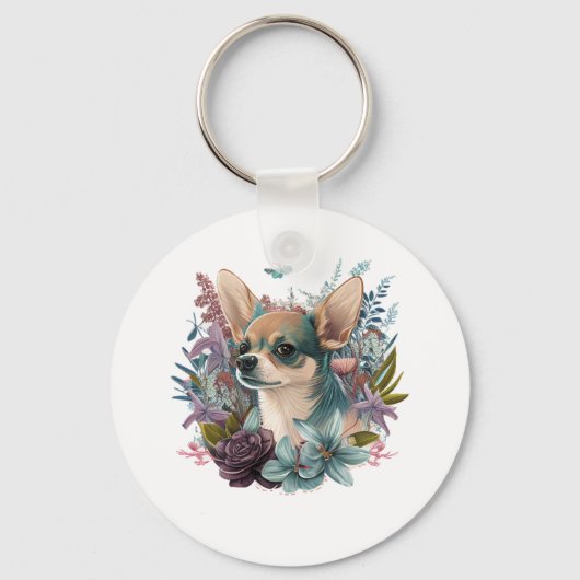 Chihuahua Abstract schilderij Kleur Leuke Hond Sleutelhanger (Voorkant)