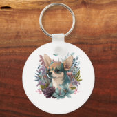 Chihuahua Abstract schilderij Kleur Leuke Hond Sleutelhanger (Voorkant)