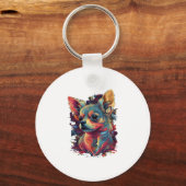 Chihuahua Abstract schilderij Kleur Leuke Hond Sleutelhanger (Voorkant)