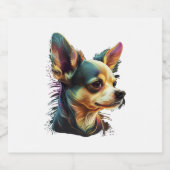 Chihuahua Abstract schilderij Kleur Leuke Hond Sparkling Wijnetiket (Enkel label)