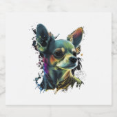 Chihuahua Abstract schilderij Kleur Leuke Hond Sparkling Wijnetiket (Enkel label)