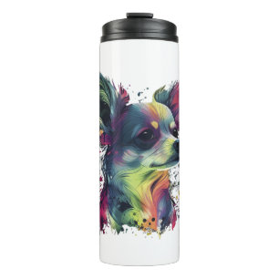Chihuahua Abstract schilderij Kleur Leuke Hond Thermosbeker
