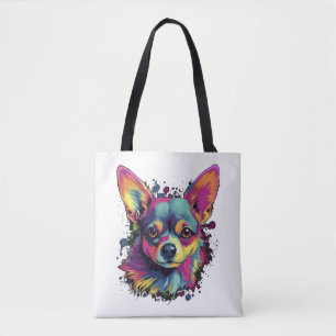Chihuahua Abstract schilderij Kleur Leuke Hond Tote Bag