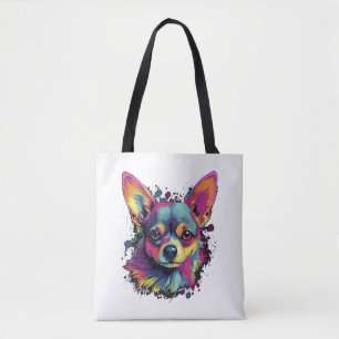 Chihuahua Abstract schilderij Kleur Leuke Hond Tote Bag