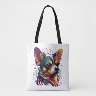 Chihuahua Abstract schilderij Kleur Leuke Hond Tote Bag