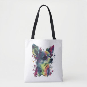 Chihuahua Abstract schilderij Kleur Leuke Hond Tote Bag