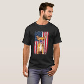 Chihuahua Amerikaanse vlag Dog draagt gezichtsmask T-shirt (Voorkant volledig)