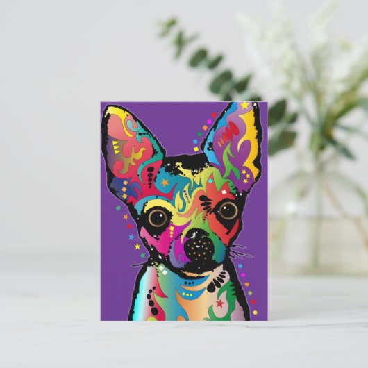 Chihuahua Art Briefkaart (Staand voorkant)