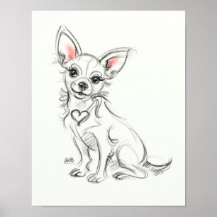 Chihuahua Art print   Snelle schets