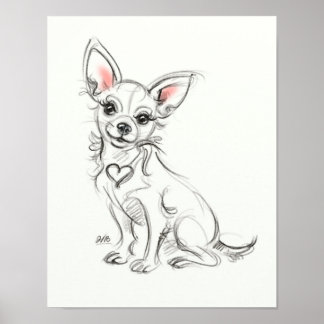 Chihuahua Art print | Snelle schets