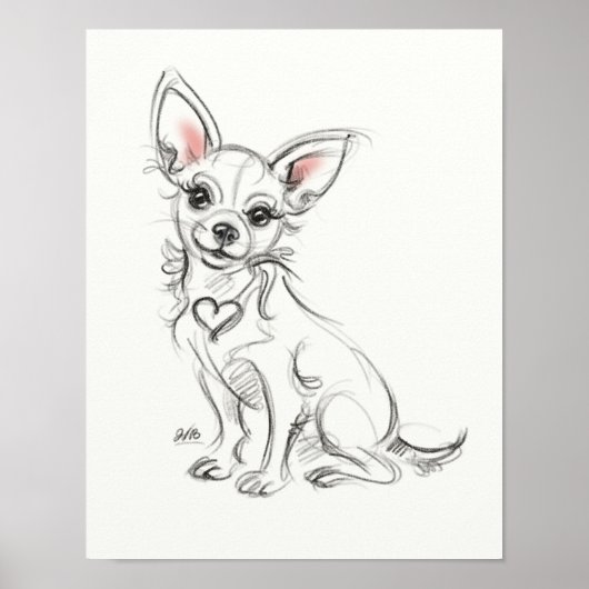 Chihuahua Art print | Snelle schets (Voorkant)