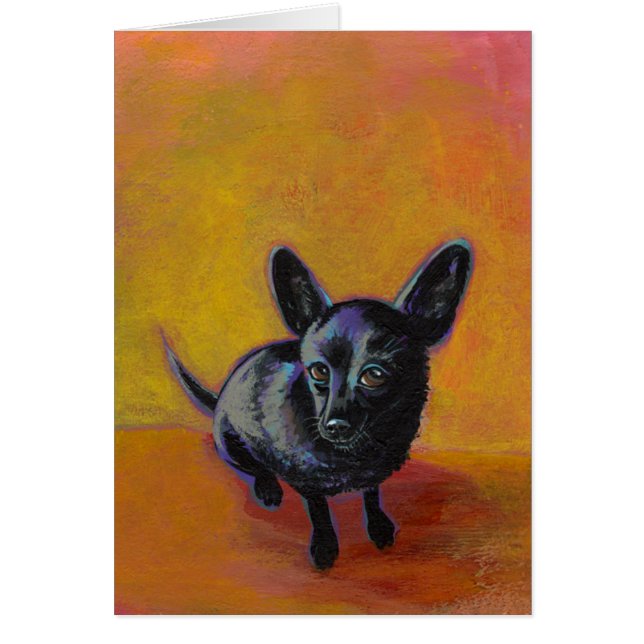 Chihuahua art schattig schilderij van zwarte hond (Voorkant)