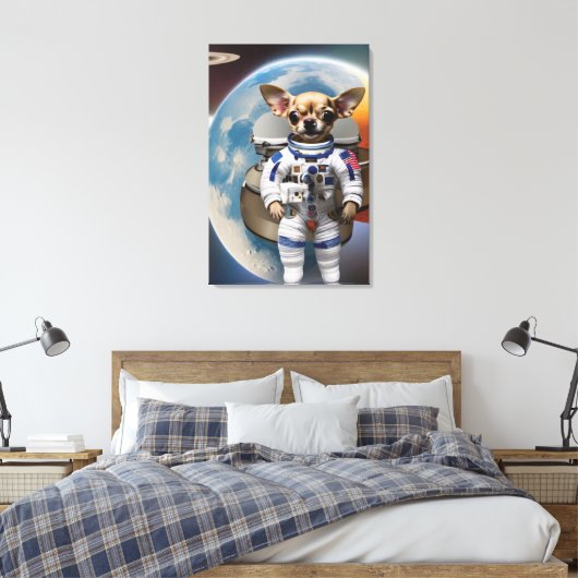 Chihuahua Astronaut Canvas Print (Insitu (Slaapkamer))