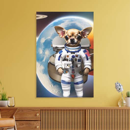 Chihuahua Astronaut Canvas Print (Insitu (Woonkamer))